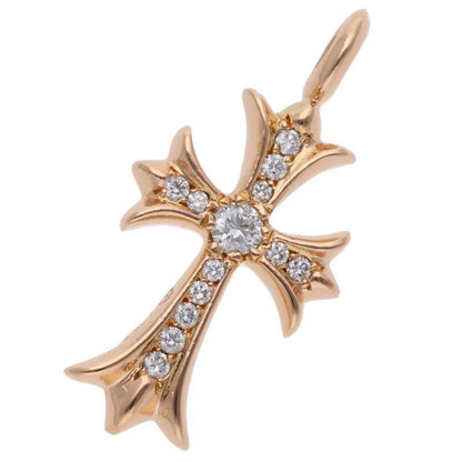 Chrome Hearts 22k Tny Crsf P Dmnd Tiny Fat Cross Pave Diamond Pendant Gold