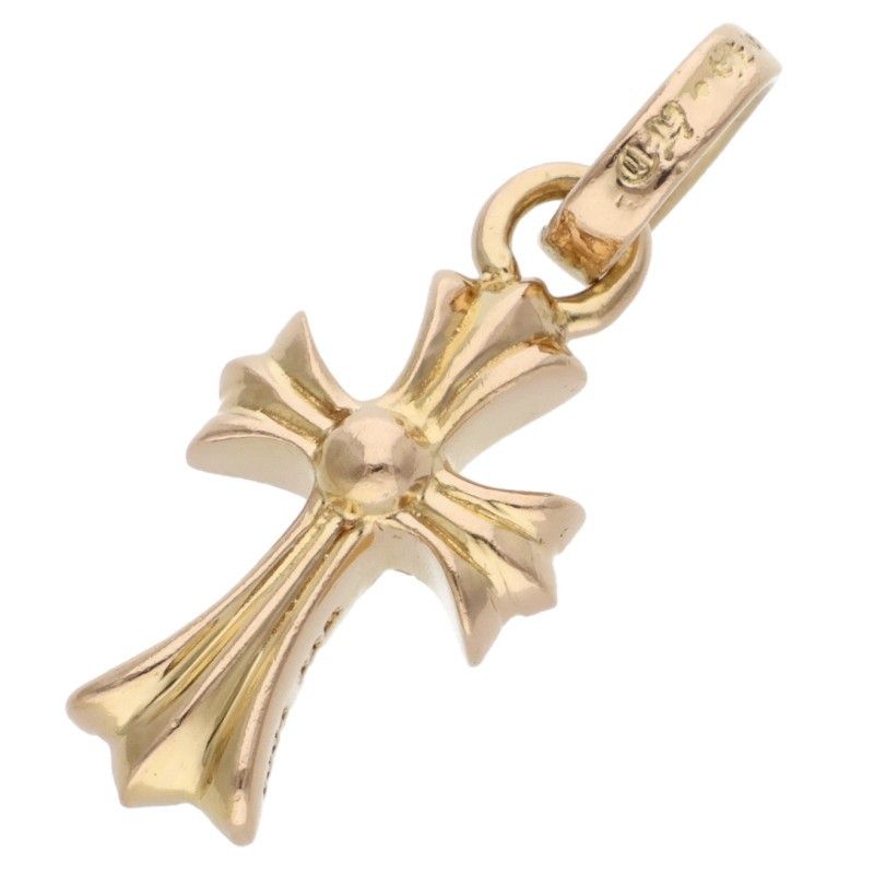 Chrome Hearts 22k Crs Baby Fat P Dmnd Fat Pave Diamond Charm Gold Necklace Top — view 2