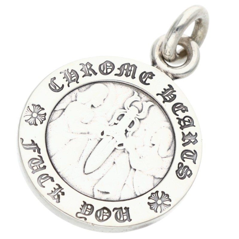 Chrome Hearts Chrm Angl Mdl Angel Medal Charm V1 Silver Necklace Top