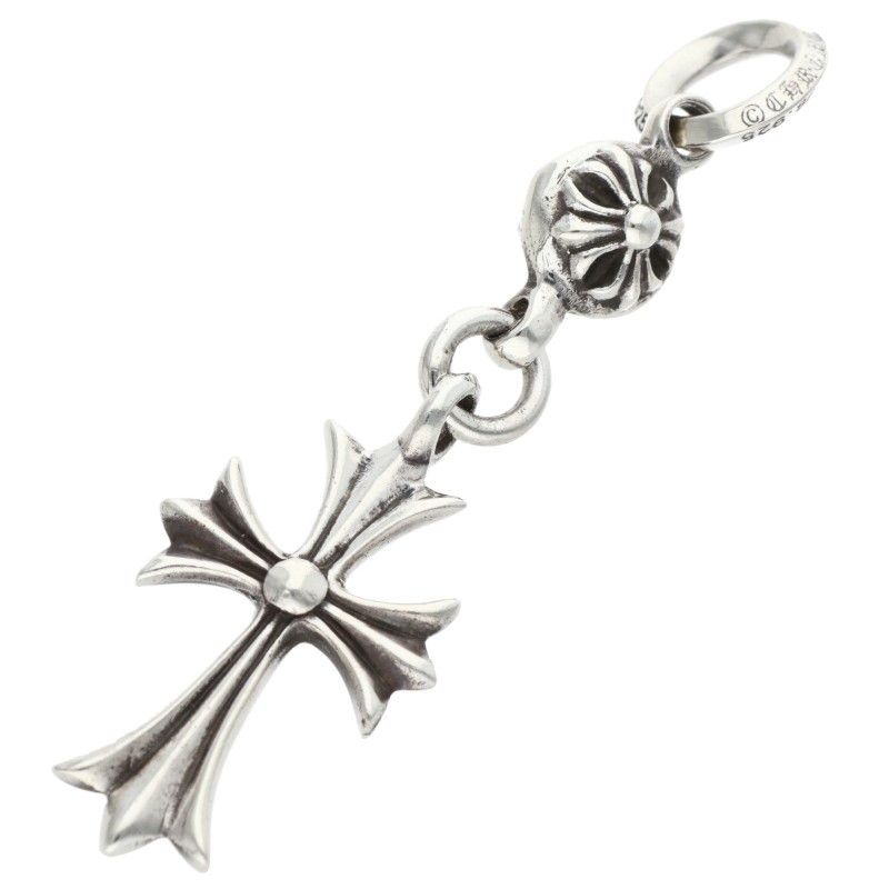Chrome Hearts Tny CH Crs 1 Ball Tiny CH Cross Silver Necklace Top — view 2