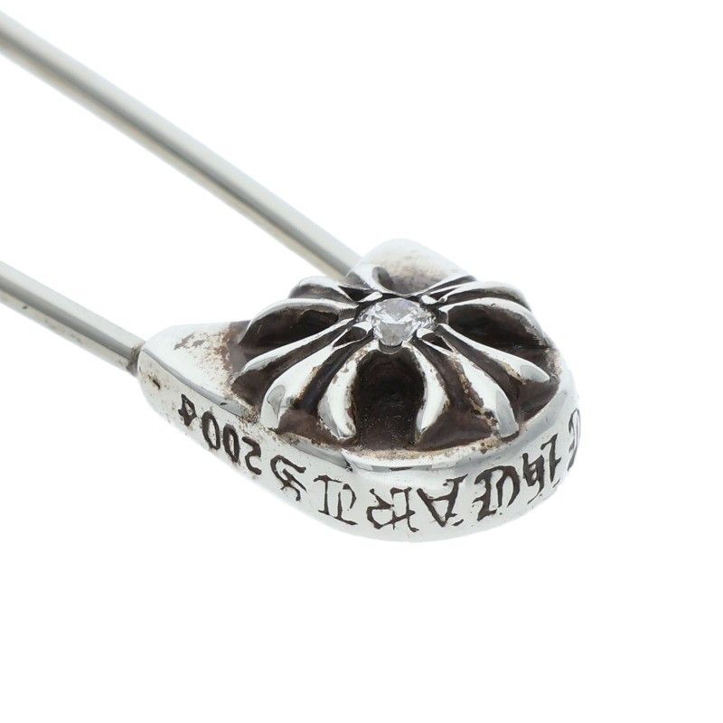 Chrome Hearts Safetypin LG Large Safety Pin 1 Diamond Silver Necklace Top — view 4