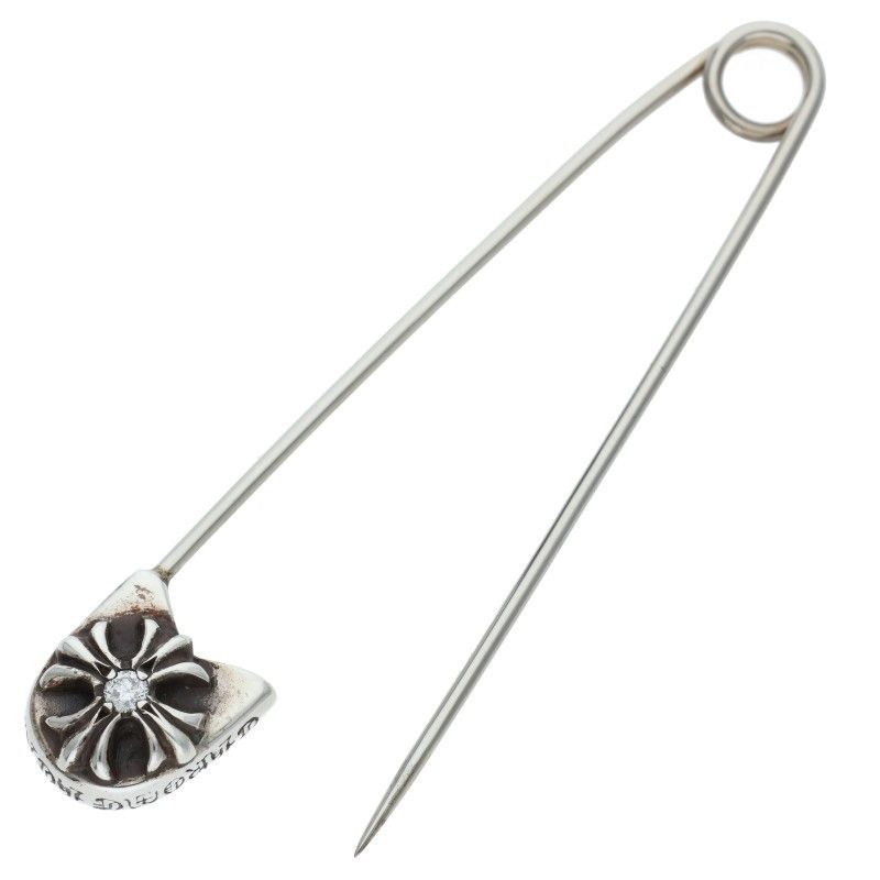 Chrome Hearts Safetypin LG Large Safety Pin 1 Diamond Silver Necklace Top — view 5