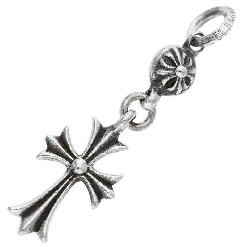 Chrome Hearts Tny CH Crs 1 Ball Tiny CH Cross Charm Silver Necklace Top