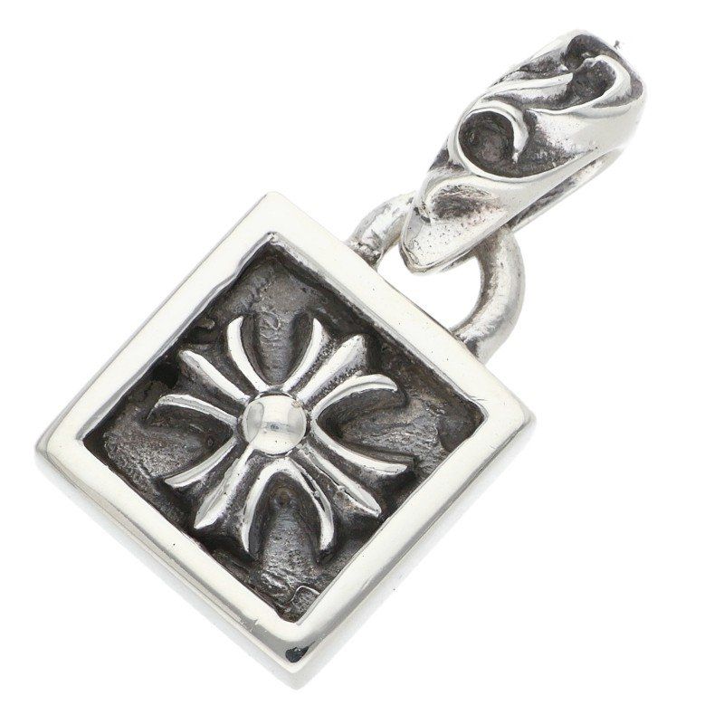 Chrome Hearts Framed CH Plus Charm Silver Necklace Top