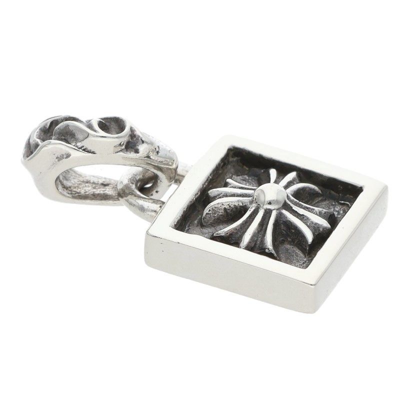 Chrome Hearts Framed CH Plus Charm Silver Necklace Top — view 4