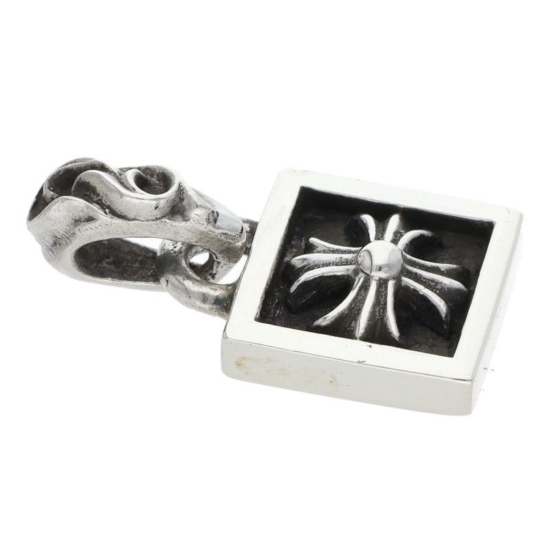 Chrome Hearts Framed CH Plus Charm Silver Necklace Top — view 4