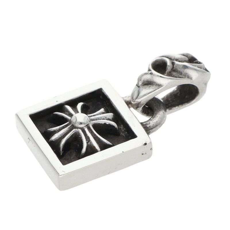 Chrome Hearts Framed CH Plus Charm Silver Necklace Top — view 5