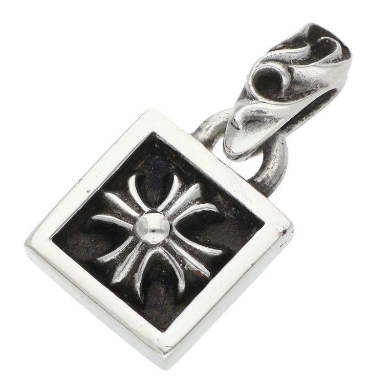 Chrome Hearts Framed CH Plus Charm Silver Necklace Top