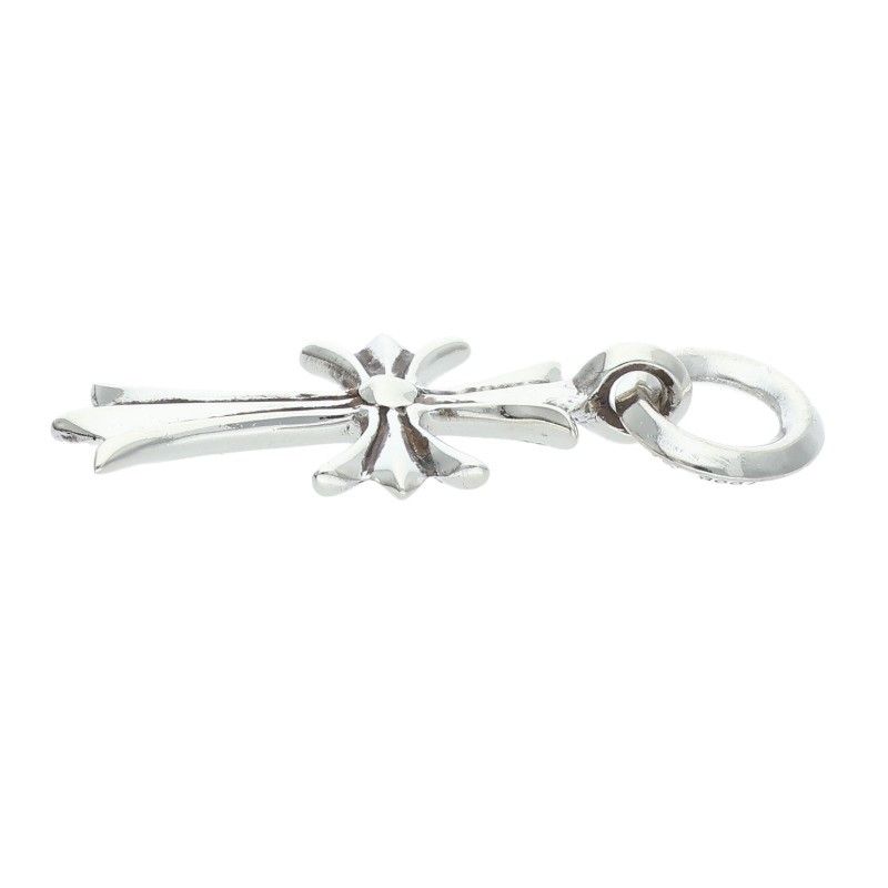Chrome Hearts Tiny CH Cross Charm Silver Necklace Top — view 4