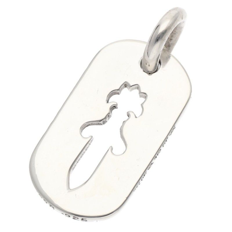 Chrome Hearts D Tag Sml CO Dag Cutout Dagger Dog Tag Silver Necklace Top Small