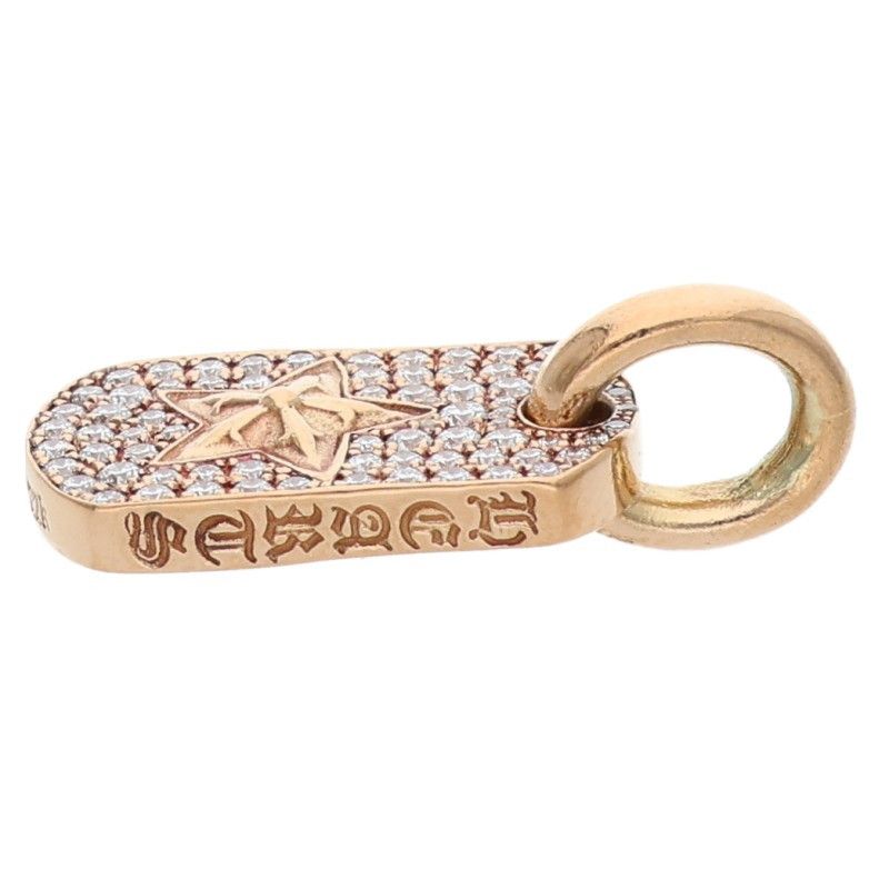 Chrome Hearts 22k DT Tny Star P D Tiny Dog Tag Pave Diamond Charm Necklace Top — view 4
