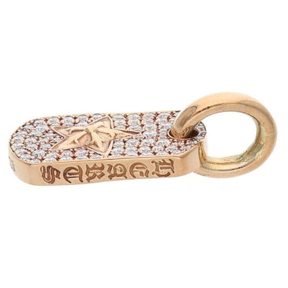 Chrome Hearts 22k DT Tny Star P D Tiny Dog Tag Pave Diamond Charm Necklace Top — view 4