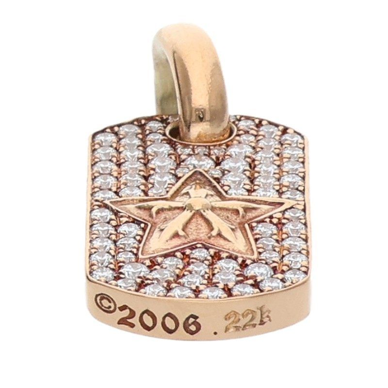 Chrome Hearts 22k DT Tny Star P D Tiny Dog Tag Pave Diamond Charm Necklace Top — view 5