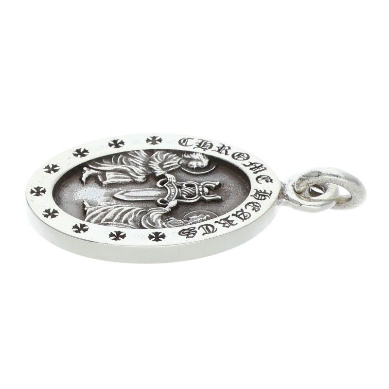 Chrome Hearts Angel Medal Oval Silver Necklace Top — view 4