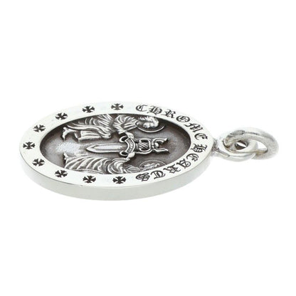 Chrome Hearts Angel Medal Oval Silver Necklace Top — view 4