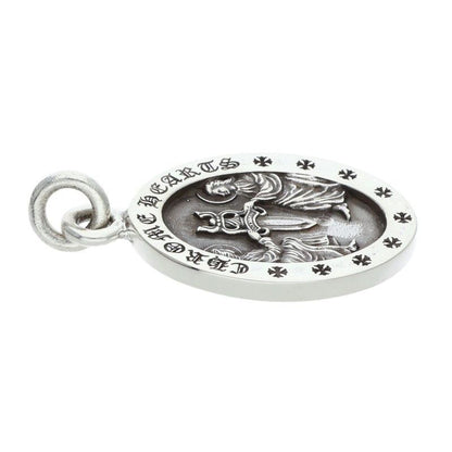 Chrome Hearts Angel Medal Oval Silver Necklace Top — view 3