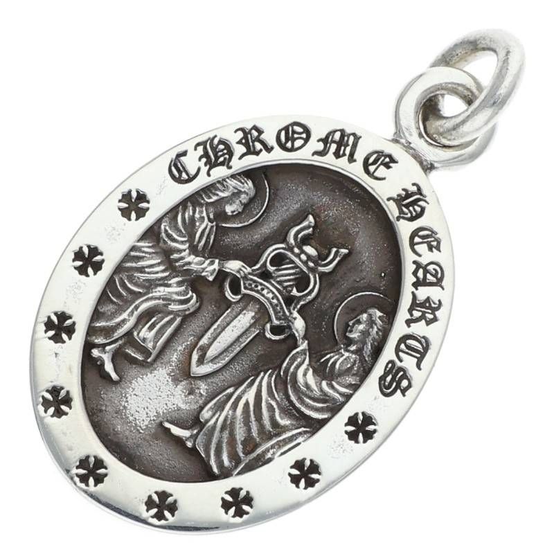Chrome Hearts Angel Medal Oval Silver Necklace Top