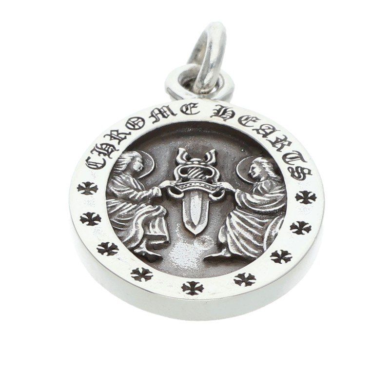 Chrome Hearts Angel Medal Oval Silver Necklace Top — view 5