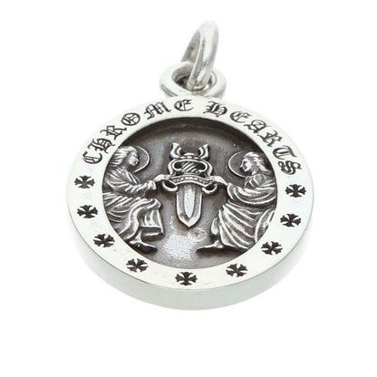 Chrome Hearts Angel Medal Oval Silver Necklace Top — view 5