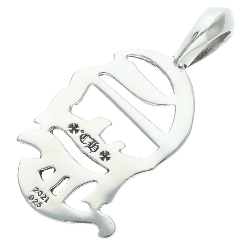 Chrome Hearts Charm CH Verticcal CH Vertical Logo Silver Necklace Top — view 2