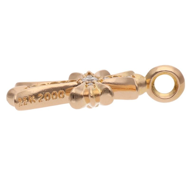 Chrome Hearts 22k Tny Crsf P Dmnd Tiny Fat Cross Pave Diamond Pendant Gold — view 4