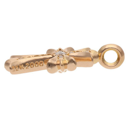 Chrome Hearts 22k Tny Crsf P Dmnd Tiny Fat Cross Pave Diamond Pendant Gold — view 4