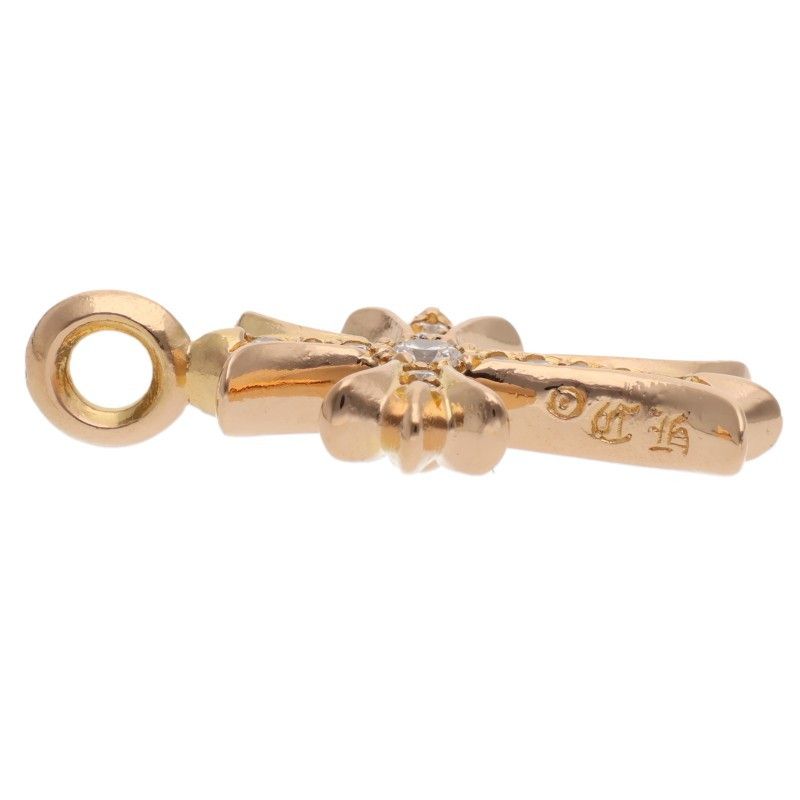 Chrome Hearts 22k Tny Crsf P Dmnd Tiny Fat Cross Pave Diamond Pendant Gold — view 3