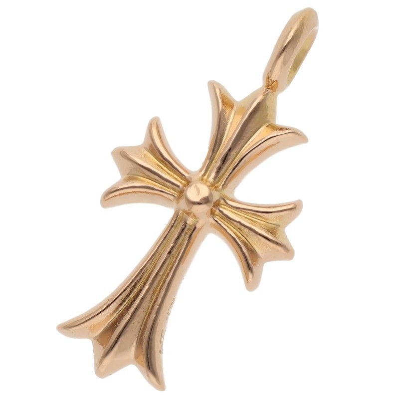 Chrome Hearts 22k Tny Crsf P Dmnd Tiny Fat Cross Pave Diamond Pendant Gold — view 2