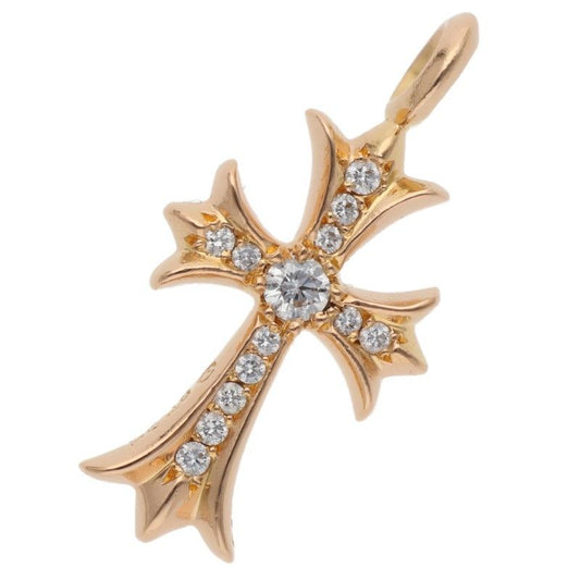 Chrome Hearts 22k Tny Crsf P Dmnd Tiny Fat Cross Pave Diamond Pendant Gold