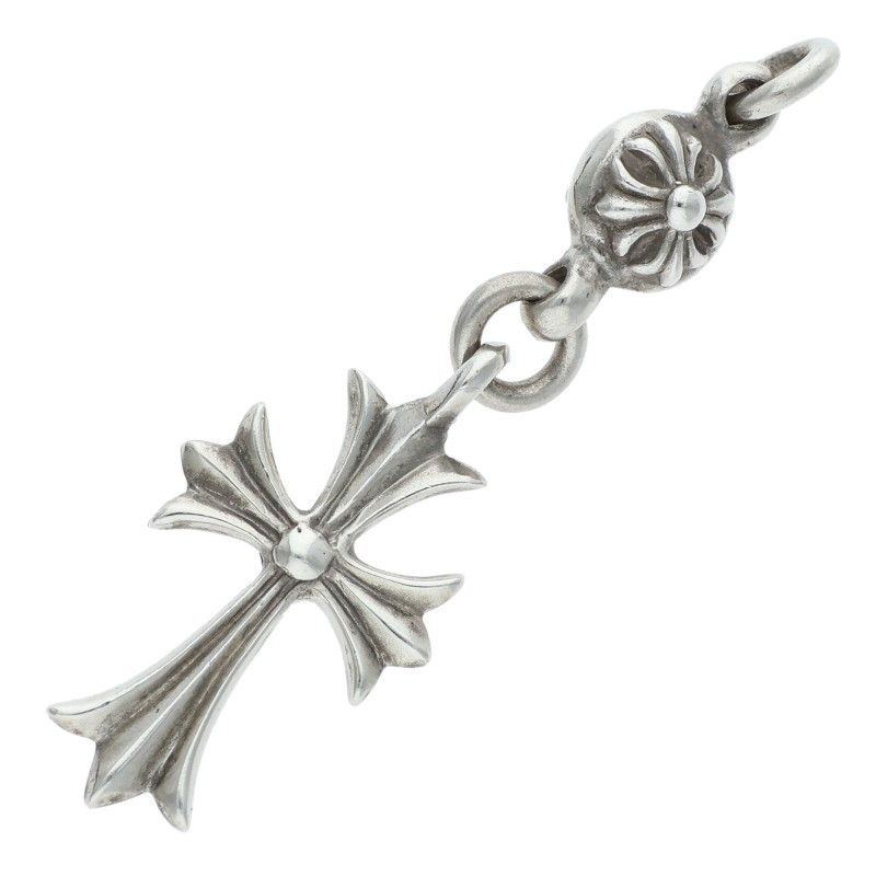 Chrome Hearts Tny CH Crs 1 Ball Tiny CH Cross Vintage Charm Silver Necklace Top — view 2