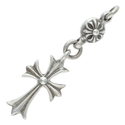 Chrome Hearts Tny CH Crs 1 Ball Tiny CH Cross Vintage Charm Silver Necklace Top