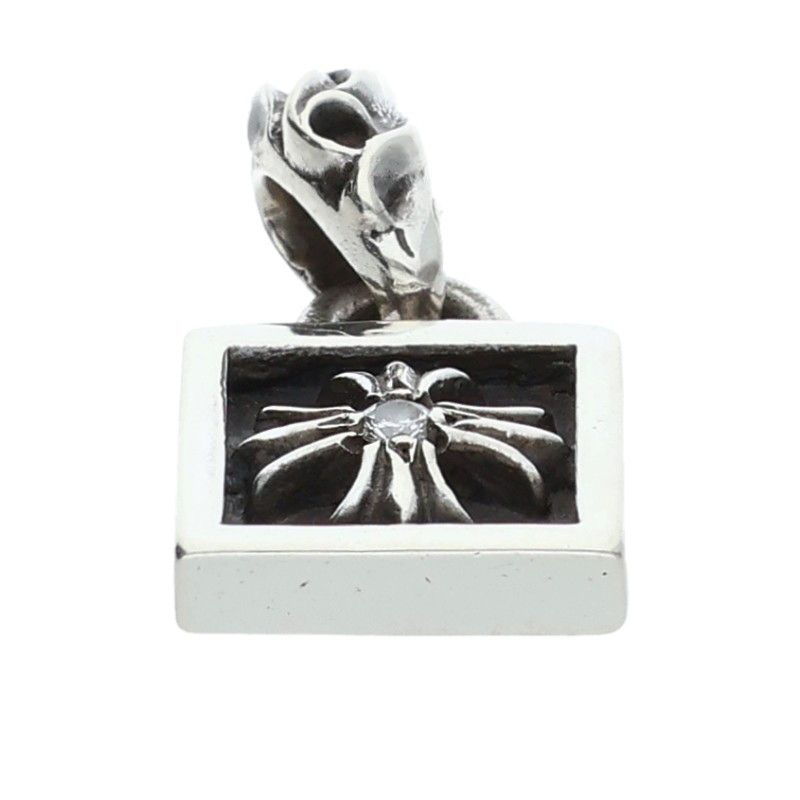 Chrome Hearts Framed CH Plus Charm Silver Necklace Top — view 5