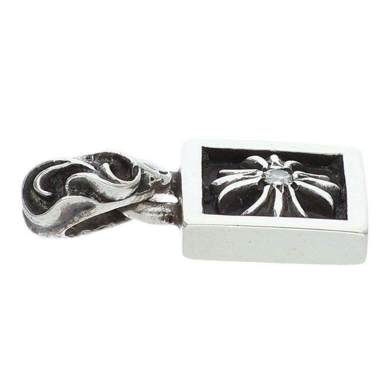 Chrome Hearts Framed CH Plus Charm Silver Necklace Top — view 3