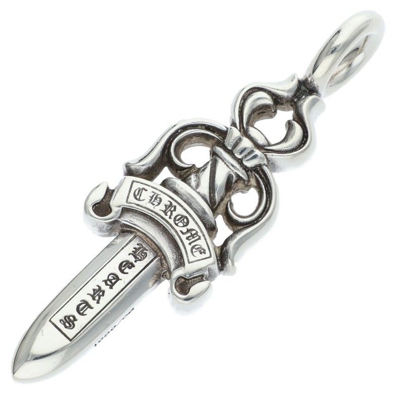 Chrome Hearts Double Dagger Pendant Silver Necklace