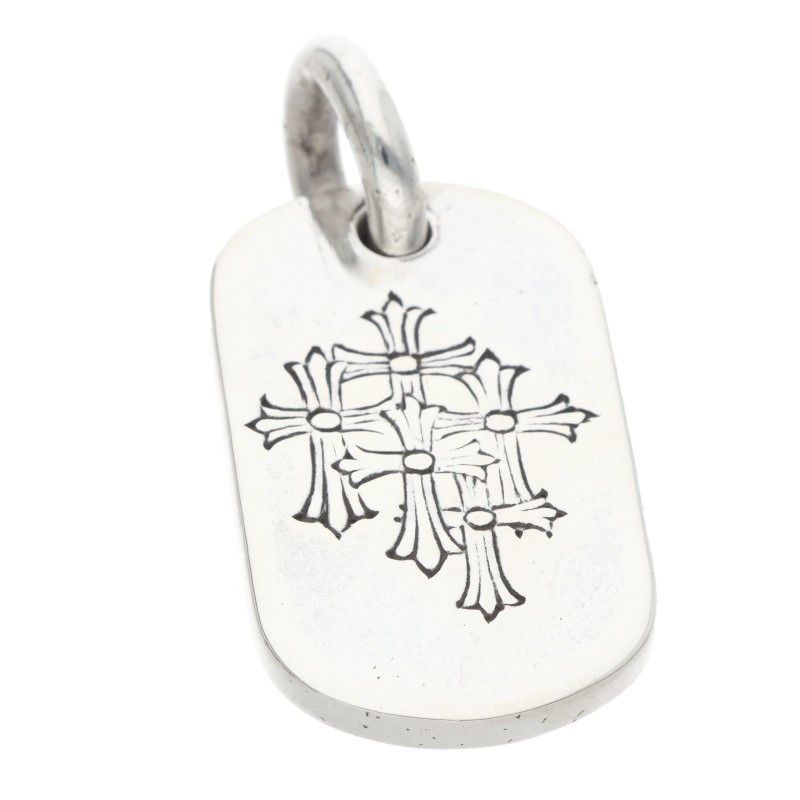 Chrome Hearts D Tag Sml Small Dog Tag Silver Necklace Top — view 4