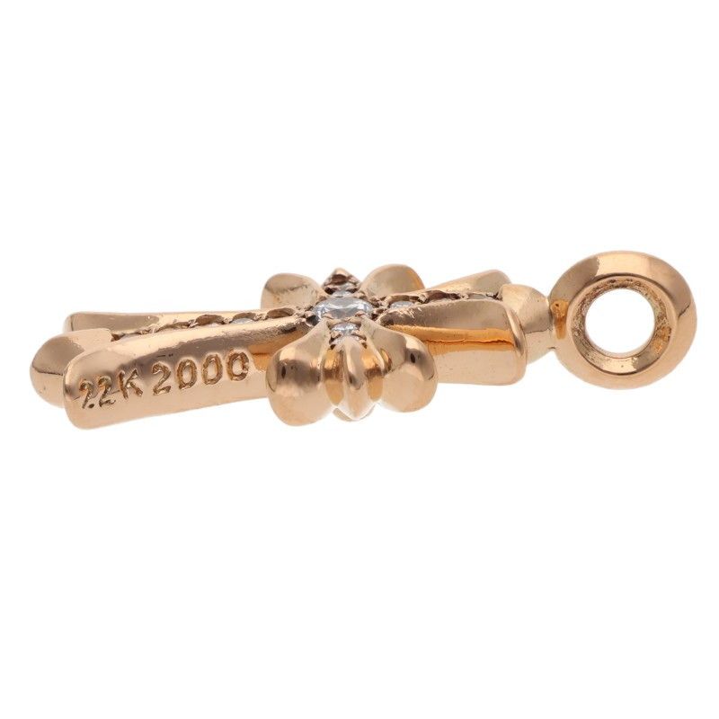 Chrome Hearts 22k Tny Crsf P Dmnd Tiny Fat Cross Pave Diamond Pendant Gold — view 4