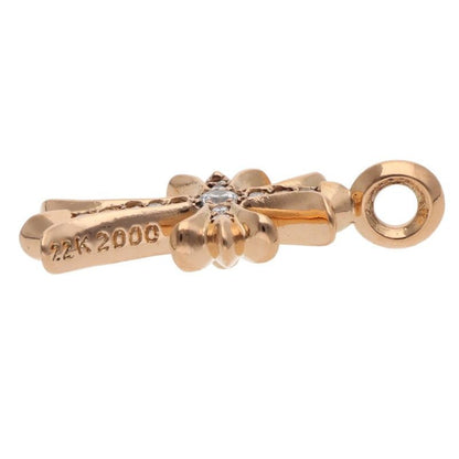 Chrome Hearts 22k Tny Crsf P Dmnd Tiny Fat Cross Pave Diamond Pendant Gold — view 4
