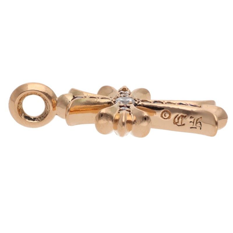 Chrome Hearts 22k Tny Crsf P Dmnd Tiny Fat Cross Pave Diamond Pendant Gold — view 3