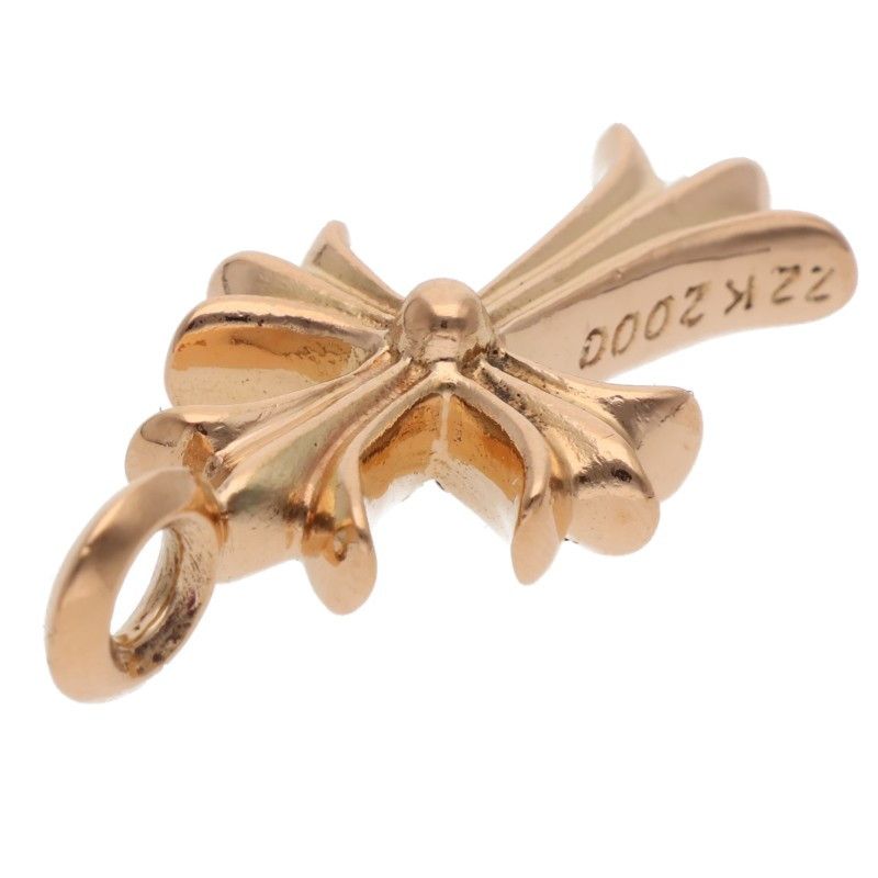 Chrome Hearts 22k Tny Crsf P Dmnd Tiny Fat Cross Pave Diamond Pendant Gold — view 5