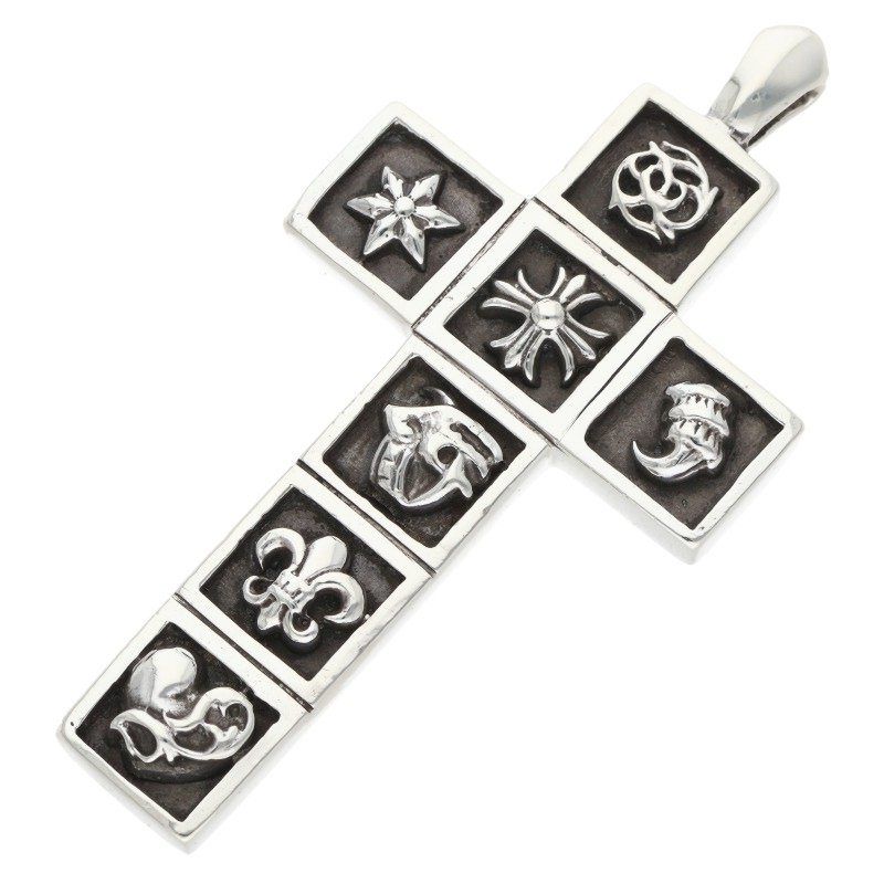 Chrome Hearts Frmd Crs Multi Flamed Cross Pendant Silver Necklace