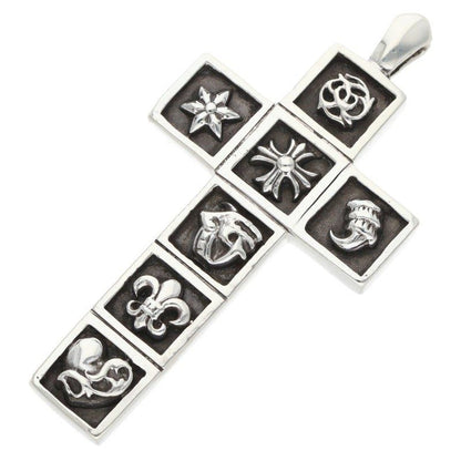 Chrome Hearts Frmd Crs Multi Flamed Cross Pendant Silver Necklace