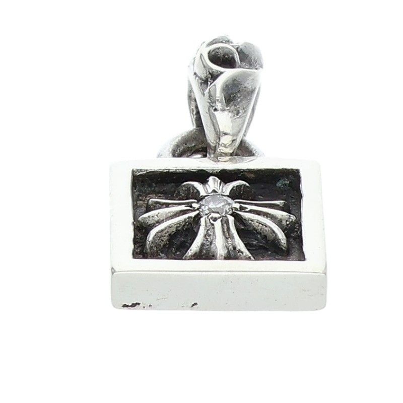 Chrome Hearts Framed CH Plus Charm Silver Necklace Top — view 5