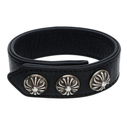 Chrome Hearts Cross Ball 3 Button 2 Snap Leather Bracelet