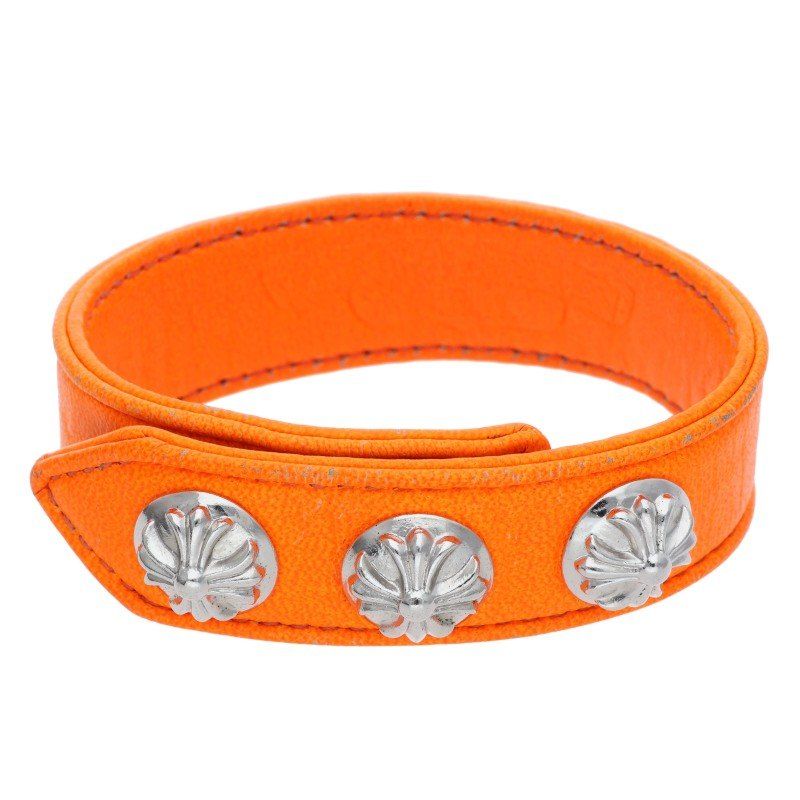 Chrome Hearts Cross Ball 3 Button 2 Snap Leather Bracelet