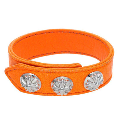 Chrome Hearts Cross Ball 3 Button 2 Snap Leather Bracelet