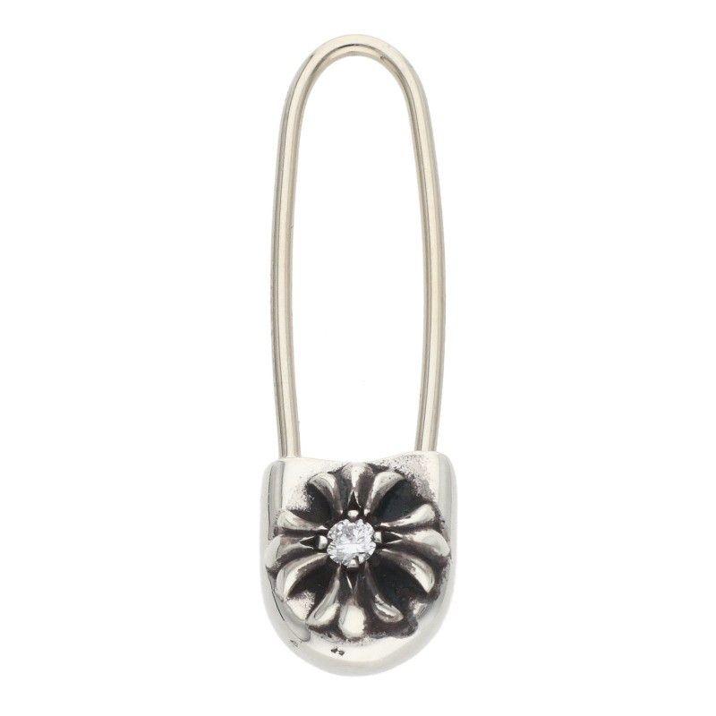 Chrome Hearts ER Safety Pin Dia Pin 1 Diamond Silver Earrings — view 5