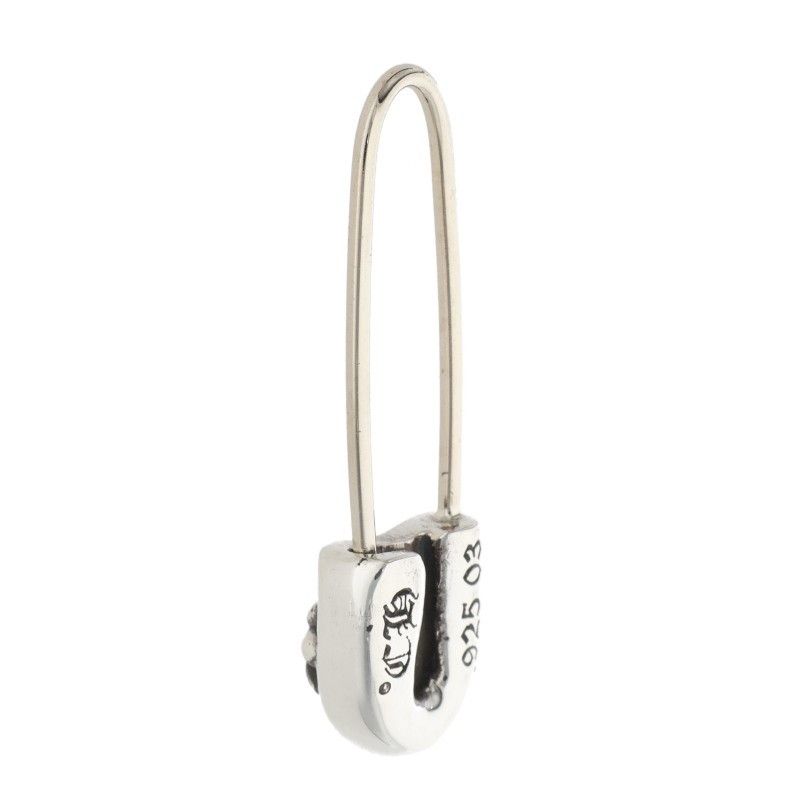 Chrome Hearts ER Safety Pin Dia Pin 1 Diamond Silver Earrings — view 2