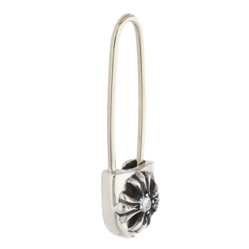 Chrome Hearts ER Safety Pin Dia Pin 1 Diamond Silver Earrings