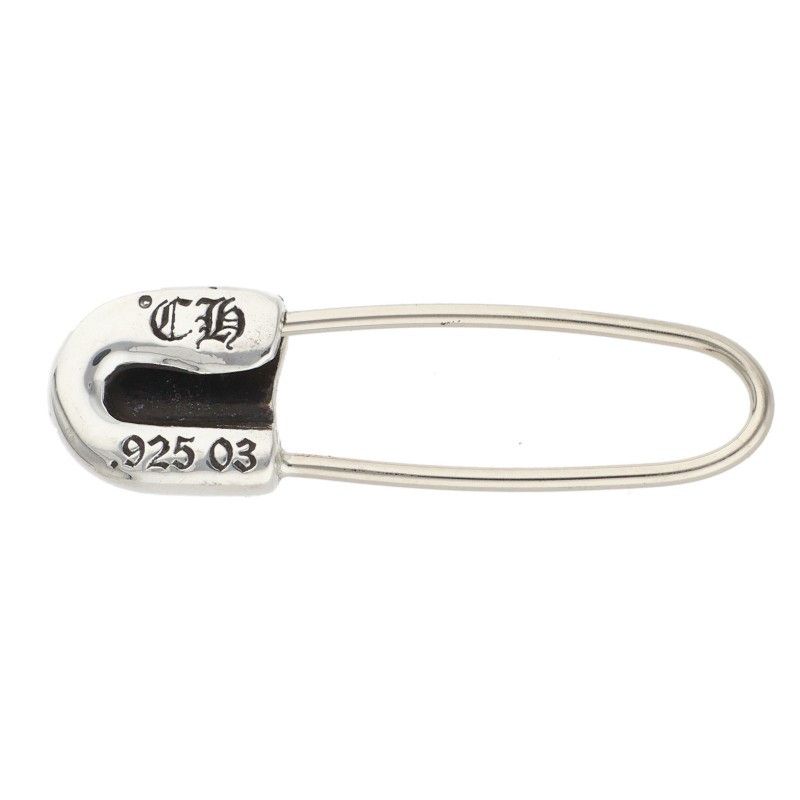 Chrome Hearts ER Safety Pin Dia Pin 1 Diamond Silver Earrings — view 3