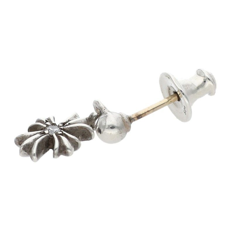 Chrome Hearts Tny CH Pls Dia Tiny Ech Plus Drop 1 Diamond Silver Earrings — view 4